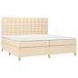 Preview: Boxspringbett mit Matratze & LED Creme 200x200 cm Stoff