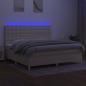 Preview: Boxspringbett mit Matratze & LED Creme 200x200 cm Stoff