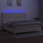 Preview: Boxspringbett mit Matratze & LED Creme 200x200 cm Stoff