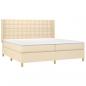 Preview: Boxspringbett mit Matratze & LED Creme 200x200 cm Stoff