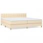 Preview: Boxspringbett mit Matratze Creme 200x200 cm Stoff