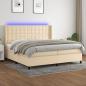 Preview: ARDEBO.de - Boxspringbett mit Matratze & LED Creme 200x200 cm Stoff