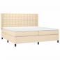 Preview: Boxspringbett mit Matratze & LED Creme 200x200 cm Stoff