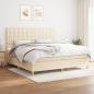 Preview: ARDEBO.de - Boxspringbett mit Matratze Creme 200x200 cm Stoff