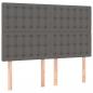 Preview: LED Kopfteil Grau 144x5x118/128 cm Kunstleder