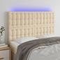 Preview: ARDEBO.de - LED Kopfteil Creme 144x5x118/128 cm Stoff