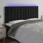 Preview: ARDEBO.de - LED Kopfteil Schwarz 160x5x118/128 cm Samt