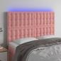 Preview: ARDEBO.de - LED Kopfteil Rosa 144x5x118/128 cm Samt