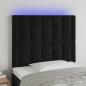 Preview: ARDEBO.de - LED Kopfteil Schwarz 80x5x118/128 cm Samt