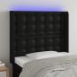 Preview: ARDEBO.de - LED Kopfteil Schwarz 83x16x118/128 cm Kunstleder