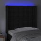 Preview: LED Kopfteil Schwarz 83x16x118/128 cm Kunstleder