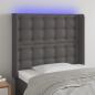 Preview: ARDEBO.de - LED Kopfteil Grau 83x16x118/128 cm Kunstleder