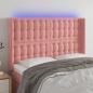 Preview: ARDEBO.de - LED Kopfteil Rosa 147x16x118/128 cm Samt