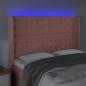 Preview: LED Kopfteil Rosa 147x16x118/128 cm Samt