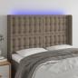 Preview: ARDEBO.de - LED Kopfteil Taupe 147x16x118/128 cm Stoff