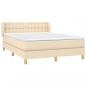 Preview: Boxspringbett mit Matratze Creme 140x200 cm Stoff