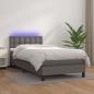 Preview: ARDEBO.de - Boxspringbett mit Matratze & LED Grau 90x200 cm Kunstleder