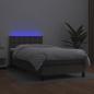 Preview: Boxspringbett mit Matratze & LED Grau 90x200 cm Kunstleder