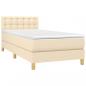 Preview: Boxspringbett mit Matratze & LED Creme 90x190 cm Stoff