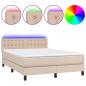 Preview: Boxspringbett mit Matratze & LED Cappuccino-Braun 140x200cm