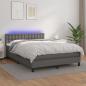 Preview: ARDEBO.de - Boxspringbett mit Matratze & LED Grau 140x190 cm Kunstleder