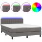 Preview: Boxspringbett mit Matratze & LED Grau 140x190 cm Kunstleder