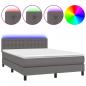 Preview: Boxspringbett mit Matratze & LED Grau 140x200 cm Kunstleder