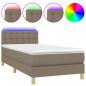 Preview: Boxspringbett mit Matratze & LED Taupe 90x190 cm Stoff