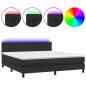 Preview: Boxspringbett mit Matratze & LED Schwarz 160x200 cm Kunstleder