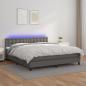 Preview: ARDEBO.de - Boxspringbett mit Matratze & LED Grau 160x200 cm Kunstleder