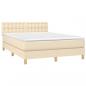 Preview: Boxspringbett mit Matratze & LED Creme 140x190 cm Stoff 