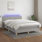 Preview: ARDEBO.de - Boxspringbett mit Matratze & LED Hellgrau 140x190 cm Stoff