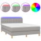 Preview: Boxspringbett mit Matratze & LED Hellgrau 140x190 cm Stoff