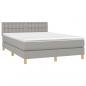 Preview: Boxspringbett mit Matratze & LED Hellgrau 140x190 cm Stoff