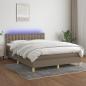 Preview: ARDEBO.de - Boxspringbett mit Matratze & LED Taupe 140x190 cm Stoff