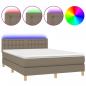 Preview: Boxspringbett mit Matratze & LED Taupe 140x190 cm Stoff