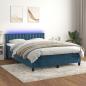 Preview: ARDEBO.de - Boxspringbett mit Matratze & LED Dunkelblau 140x190 cm Samt