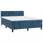 Preview: Boxspringbett mit Matratze & LED Dunkelblau 140x190 cm Samt