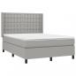 Preview: Boxspringbett mit Matratze Hellgrau 140x190 cm Stoff