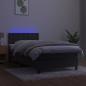 Preview: Boxspringbett mit Matratze & LED Dunkelgrau 90x200 cm Samt