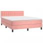 Preview: Boxspringbett mit Matratze & LED Rosa 140x190 cm Samt