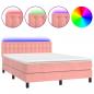 Preview: Boxspringbett mit Matratze & LED Rosa 140x200 cm Samt