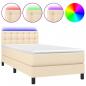 Preview: Boxspringbett mit Matratze & LED Creme 90x190 cm Stoff