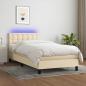 Preview: ARDEBO.de - Boxspringbett mit Matratze & LED Creme 90x200 cm Stoff