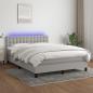 Preview: ARDEBO.de - Boxspringbett mit Matratze & LED Hellgrau 140x200 cm Stoff