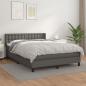 Preview: ARDEBO.de - Boxspringbett mit Matratze Grau 140x200 cm Kunstleder