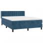 Preview: Boxspringbett mit Matratze Dunkelblau 140x190 cm Samt