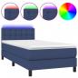 Preview: Boxspringbett mit Matratze & LED Blau 90x190 cm Stoff