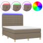 Preview: Boxspringbett mit Matratze & LED Taupe 140x190 cm Stoff