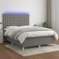 Preview: ARDEBO.de - Boxspringbett mit Matratze & LED Dunkelgrau 140x200 cm Stoff